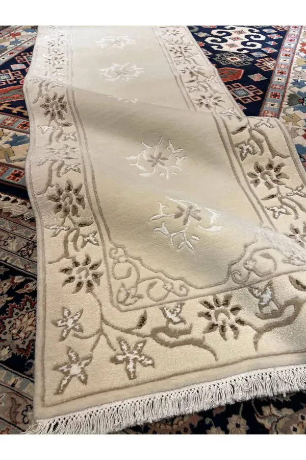 El Dokuma Velvet Yolluk İpek Yün Karışımı Ebat 300x80-Kerem - 4