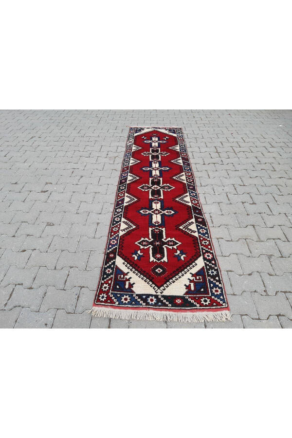 El Dokuması Yün Döşemealtı Halı Yolluk - 77x280 Cm- Rnr103 - R - 1