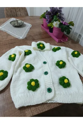 EL ÖRGÜSÜ ÇOCUK HIRKA-Krem - EL ÖRGÜSÜ CİCİ BEBE (1)