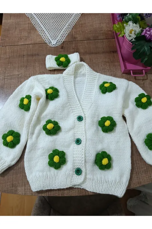 EL ÖRGÜSÜ ÇOCUK HIRKA-Krem - 1