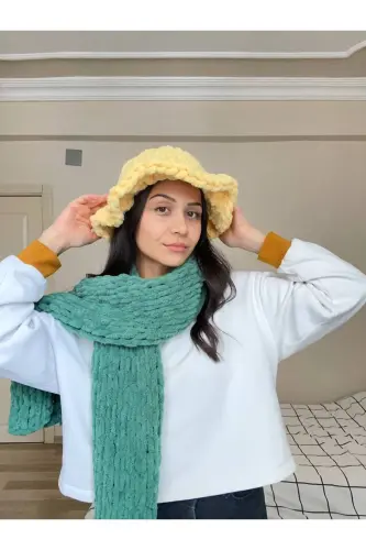 El Örgüsü Puffy Atkı Şal Çam Yeşil - yeşil - 4