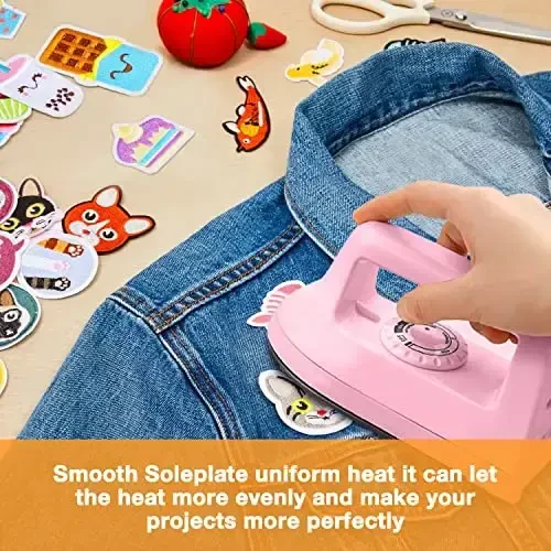 Mini Iron for Crafts Quilting, Travel Iron Household Iron Easy Iron Supplies Mini Electric Iron, Mini Heat Press Machine Sewing Sachine (Pink) - 4