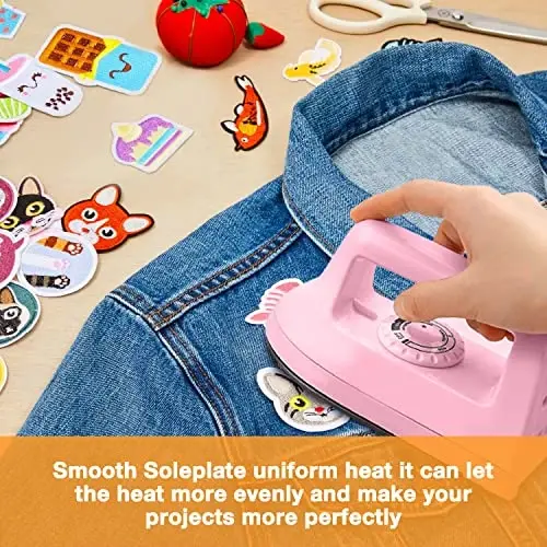 Mini Iron for Crafts Quilting, Travel Iron Household Iron Easy Iron Supplies Mini Electric Iron, Mini Heat Press Machine Sewing Sachine (Pink) - 4