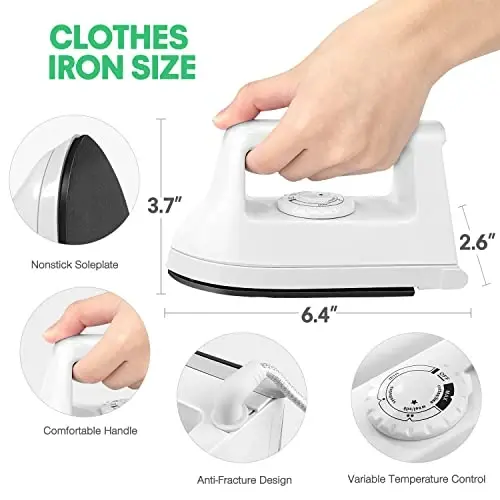 Mini Iron for Crafts Quilting, Travel Iron Household Iron Easy Iron Supplies Mini Electric Iron, Mini Heat Press Machine Sewing Sachine (White) - 2