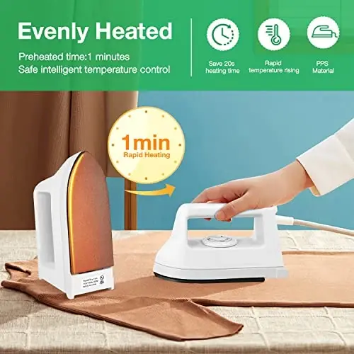 Mini Iron for Crafts Quilting, Travel Iron Household Iron Easy Iron Supplies Mini Electric Iron, Mini Heat Press Machine Sewing Sachine (White) - 3
