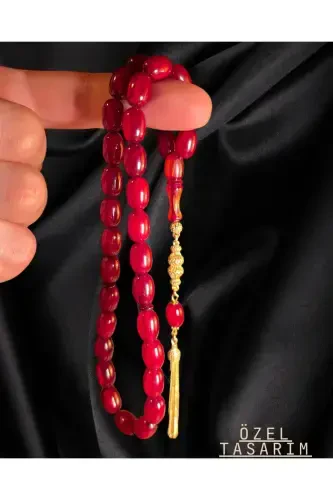 El Yapımı Ateş Kehribar Tesbih – Gümüş Tasarım Ve Şıklık-Altın Bordo - ERBAB I KEHRIBAR (1)