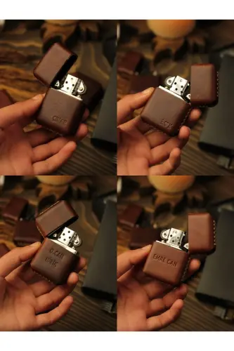 El Yapımı Hakiki Deri Zippo Tarzı Çakmak Isme Özel Babalar Günü - 7