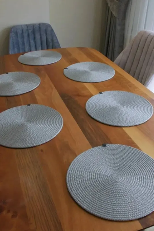 El Yapımı Leke Tutmaz Amerikan Servis-supla Gri Renk 6 Adet-Gri1 - TRENDEV