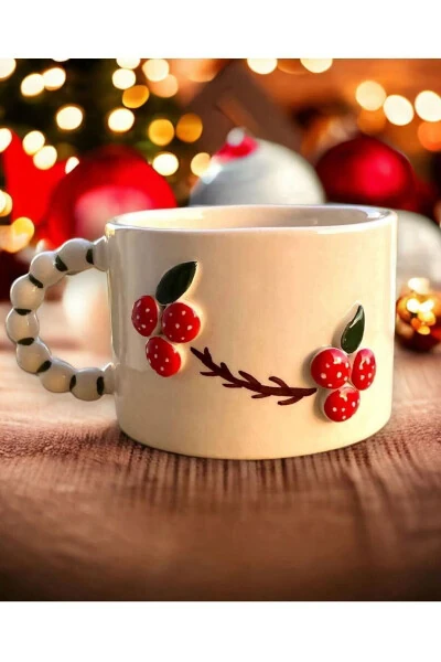 El Yapımı Seramik Çay Kahve Kupası Dbl Türk Kahvesi Fincanı Kupa Şans Çiçeği Hediyelik Kokina - DDHANDMADE