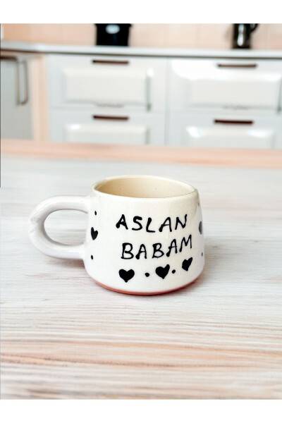 El Yapımı Seramik Kahve Fincanı, Seramik Taraftar Aslan Babam Mug, Kupa, Babalar Günü - 2