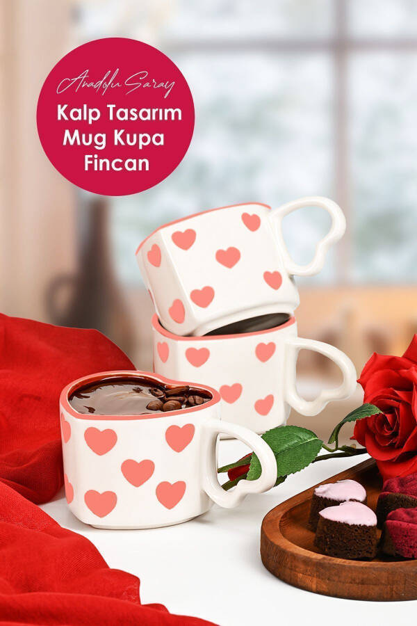 El Yapımı Seramik Kalp Tasarım Mug Kupa Fincan - 12