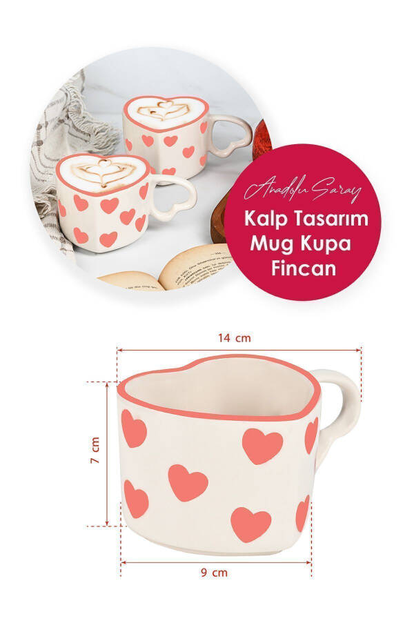 El Yapımı Seramik Kalp Tasarım Mug Kupa Fincan - 4