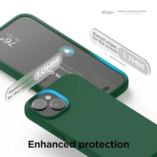 elago Compatible with iPhone 15 Case, Liquid Silicone Case, Full Body Protective Cover, Shockproof, Slim Design, Anti-Scratch Soft Microfiber Lining, 6.1 inch (Alpine Green) - 5