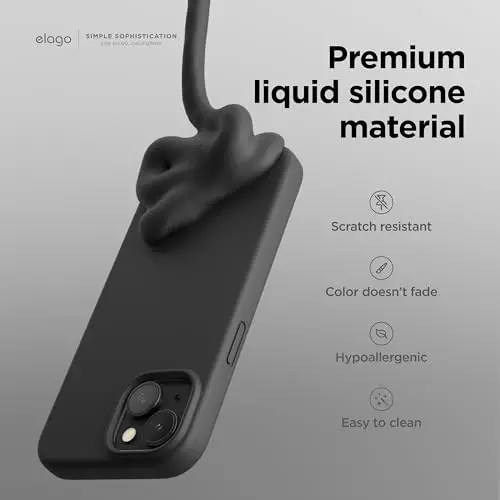 elago Compatible with iPhone 15 Case, Liquid Silicone Case, Full Body Protective Cover, Shockproof, Slim Design, Anti-Scratch Soft Microfiber Lining, 6.1 inch (Black) - 3