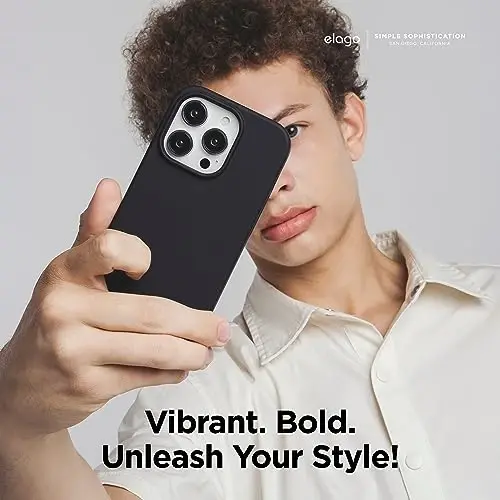 elago Compatible with iPhone 15 Case, Liquid Silicone Case, Full Body Protective Cover, Shockproof, Slim Design, Anti-Scratch Soft Microfiber Lining, 6.1 inch (Black) - 6