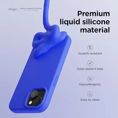elago Compatible with iPhone 15 Case, Liquid Silicone Case, Full Body Protective Cover, Shockproof, Slim Design, Anti-Scratch Soft Microfiber Lining, 6.1 inch (Cobalt Blue) - 3