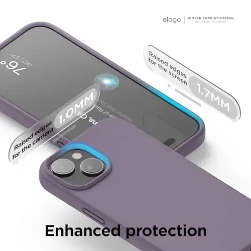 elago Compatible with iPhone 15 Case, Liquid Silicone Case, Full Body Protective Cover, Shockproof, Slim Design, Anti-Scratch Soft Microfiber Lining, 6.1 inch (Deep Lavender) - 5