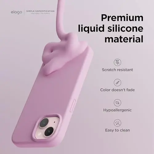 elago Compatible with iPhone 15 Case, Liquid Silicone Case, Full Body Protective Cover, Shockproof, Slim Design, Anti-Scratch Soft Microfiber Lining, 6.1 inch (Hot Pink) - 3