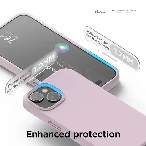 elago Compatible with iPhone 15 Case, Liquid Silicone Case, Full Body Protective Cover, Shockproof, Slim Design, Anti-Scratch Soft Microfiber Lining, 6.1 inch (Light Lilac) - 5