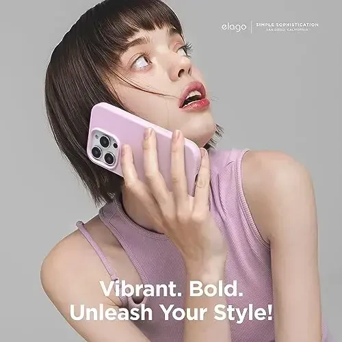 elago Compatible with iPhone 15 Case, Liquid Silicone Case, Full Body Protective Cover, Shockproof, Slim Design, Anti-Scratch Soft Microfiber Lining, 6.1 inch (Light Lilac) - 6