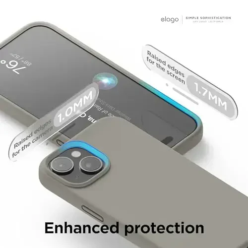 elago Compatible with iPhone 15 Case, Liquid Silicone Case, Full Body Protective Cover, Shockproof, Slim Design, Anti-Scratch Soft Microfiber Lining, 6.1 inch (Medium Grey) - 5