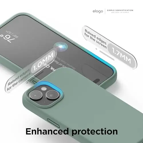 elago Compatible with iPhone 15 Case, Liquid Silicone Case, Full Body Protective Cover, Shockproof, Slim Design, Anti-Scratch Soft Microfiber Lining, 6.1 inch (Midnight Green) - 5