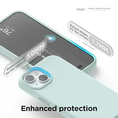 elago Compatible with iPhone 15 Case, Liquid Silicone Case, Full Body Protective Cover, Shockproof, Slim Design, Anti-Scratch Soft Microfiber Lining, 6.1 inch (Mint) - 4
