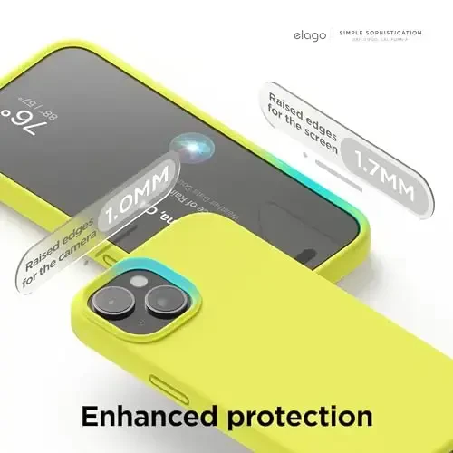 elago Compatible with iPhone 15 Case, Liquid Silicone Case, Full Body Protective Cover, Shockproof, Slim Design, Anti-Scratch Soft Microfiber Lining, 6.1 inch (Neon Yellow) - 5
