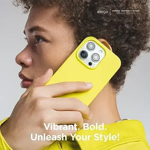 elago Compatible with iPhone 15 Case, Liquid Silicone Case, Full Body Protective Cover, Shockproof, Slim Design, Anti-Scratch Soft Microfiber Lining, 6.1 inch (Neon Yellow) - 6