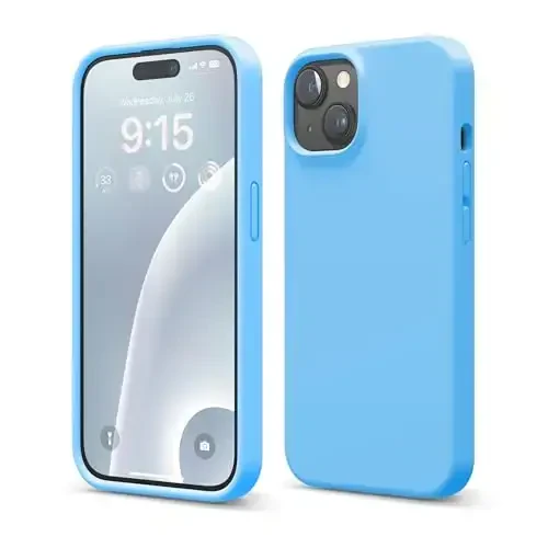 elago Compatible with iPhone 15 Case, Liquid Silicone Case, Full Body Protective Cover, Shockproof, Slim Design, Anti-Scratch Soft Microfiber Lining, 6.1 inch (Ocean Blue) - ELAGO