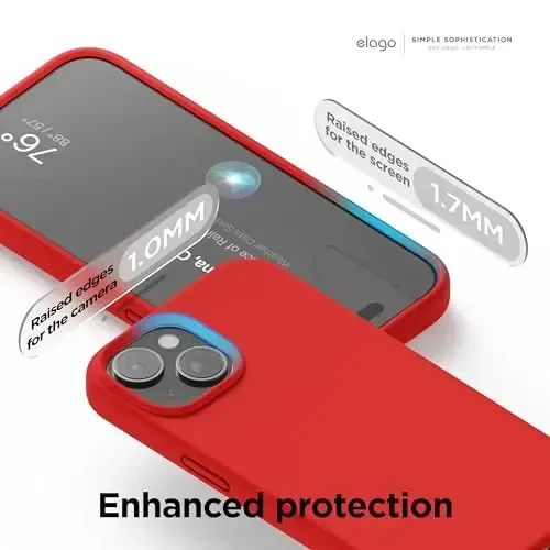 elago Compatible with iPhone 15 Case, Liquid Silicone Case, Full Body Protective Cover, Shockproof, Slim Design, Anti-Scratch Soft Microfiber Lining, 6.1 inch (Red) - 5