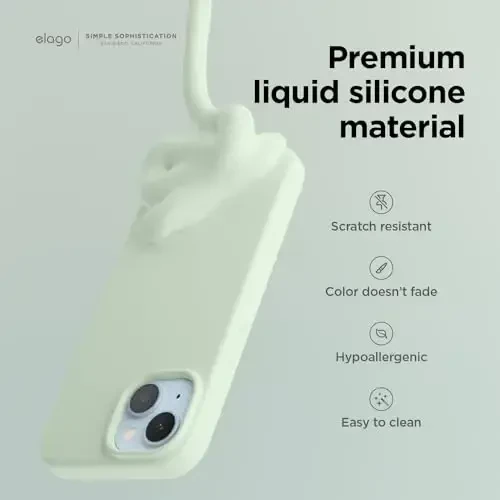 elago Compatible with iPhone 15 Case, Liquid Silicone Case, Full Body Protective Cover, Shockproof, Slim Design, Anti-Scratch Soft Microfiber Lining, 6.1 inch (Soft Mint) - 3