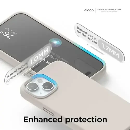 elago Compatible with iPhone 15 Case, Liquid Silicone Case, Full Body Protective Cover, Shockproof, Slim Design, Anti-Scratch Soft Microfiber Lining, 6.1 inch (Stone) - 5