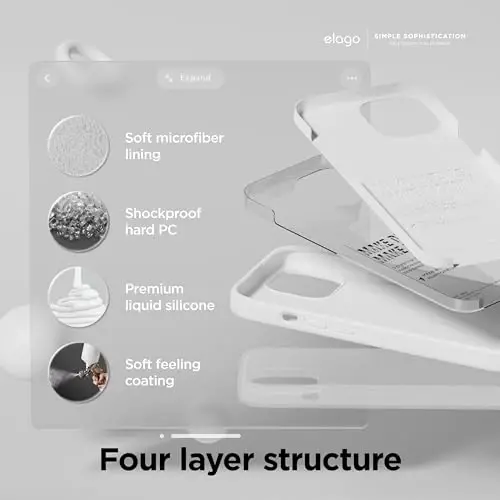 elago Compatible with iPhone 15 Case, Liquid Silicone Case, Full Body Protective Cover, Shockproof, Slim Design, Anti-Scratch Soft Microfiber Lining, 6.1 inch (White) - 4