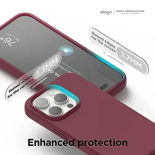 elago Compatible with iPhone 15 Pro Case, Liquid Silicone Case, Full Body Protective Cover, Shockproof, Slim Phone, Anti-Scratch Soft Microfiber Lining, 6.1 inch (Burgundy) - 5