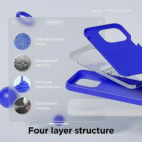 elago Compatible with iPhone 15 Pro Case, Liquid Silicone Case, Full Body Protective Cover, Shockproof, Slim Phone, Anti-Scratch Soft Microfiber Lining, 6.1 inch (Cobalt Blue) - 4