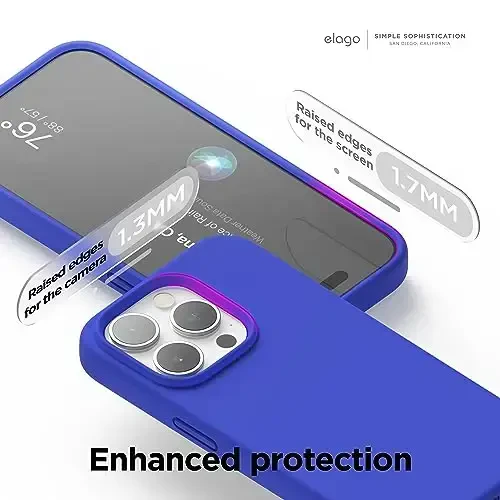 elago Compatible with iPhone 15 Pro Case, Liquid Silicone Case, Full Body Protective Cover, Shockproof, Slim Phone, Anti-Scratch Soft Microfiber Lining, 6.1 inch (Cobalt Blue) - 5