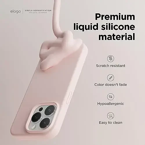 elago Compatible with iPhone 15 Pro Case, Liquid Silicone Case, Full Body Protective Cover, Shockproof, Slim Phone, Anti-Scratch Soft Microfiber Lining, 6.1 inch (Lovely Pink) - 3
