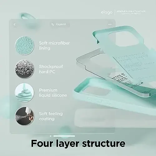 elago Compatible with iPhone 15 Pro Case, Liquid Silicone Case, Full Body Protective Cover, Shockproof, Slim Phone Case, Anti-Scratch Soft Microfiber Lining, 6.1 inch (Aqua Sky) - 4