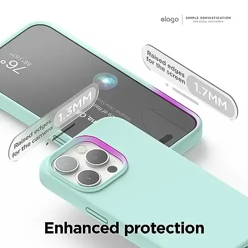 elago Compatible with iPhone 15 Pro Case, Liquid Silicone Case, Full Body Protective Cover, Shockproof, Slim Phone Case, Anti-Scratch Soft Microfiber Lining, 6.1 inch (Aqua Sky) - 5