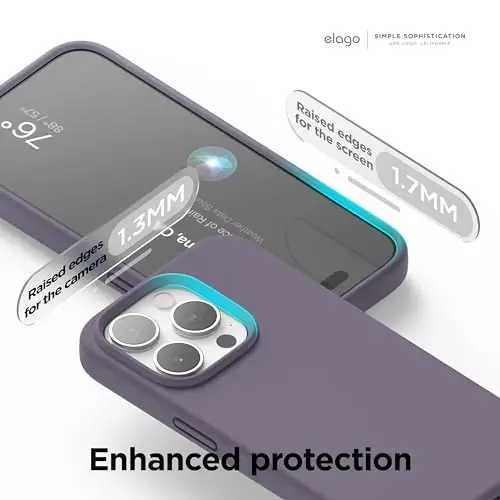 elago Compatible with iPhone 15 Pro Case, Liquid Silicone Case, Full Body Protective Cover, Shockproof, Slim Phone Case, Anti-Scratch Soft Microfiber Lining, 6.1 inch (Deep Lavender) - 5