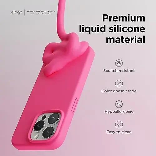 elago Compatible with iPhone 15 Pro Case, Liquid Silicone Case, Full Body Protective Cover, Shockproof, Slim Phone Case, Anti-Scratch Soft Microfiber Lining, 6.1 inch (Ice Red) - 3