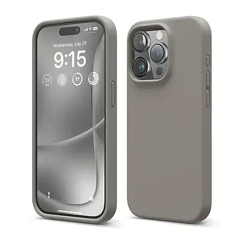 elago Compatible with iPhone 15 Pro Case, Liquid Silicone Case, Full Body Protective Cover, Shockproof, Slim Phone Case, Anti-Scratch Soft Microfiber Lining, 6.1 inch (Medium Grey) 