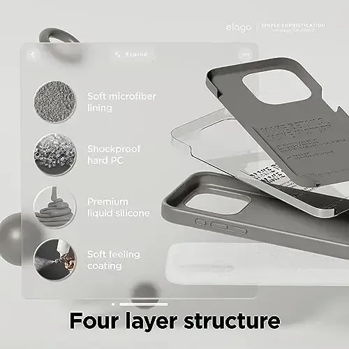 elago Compatible with iPhone 15 Pro Case, Liquid Silicone Case, Full Body Protective Cover, Shockproof, Slim Phone Case, Anti-Scratch Soft Microfiber Lining, 6.1 inch (Medium Grey) - 4