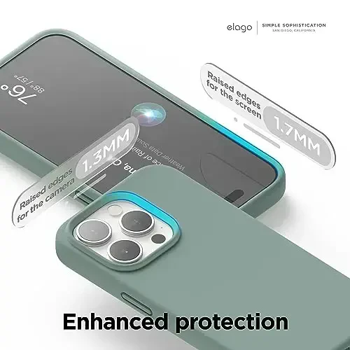 elago Compatible with iPhone 15 Pro Case, Liquid Silicone Case, Full Body Protective Cover, Shockproof, Slim Phone Case, Anti-Scratch Soft Microfiber Lining, 6.1 inch (Midnight Green) - 5