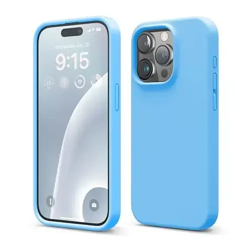 elago Compatible with iPhone 15 Pro Case, Liquid Silicone Case, Full Body Protective Cover, Shockproof, Slim Phone Case, Anti-Scratch Soft Microfiber Lining, 6.1 inch (Ocean Blue) - 1