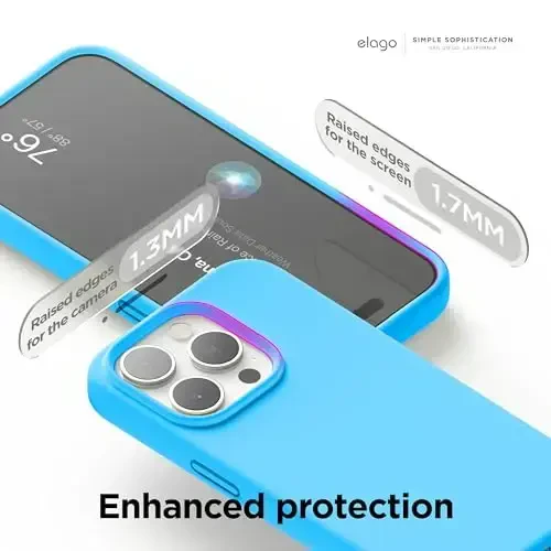 elago Compatible with iPhone 15 Pro Case, Liquid Silicone Case, Full Body Protective Cover, Shockproof, Slim Phone Case, Anti-Scratch Soft Microfiber Lining, 6.1 inch (Ocean Blue) - 5