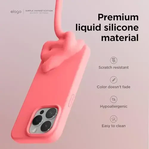 elago Compatible with iPhone 15 Pro Case, Liquid Silicone Case, Full Body Protective Cover, Shockproof, Slim Phone Case, Anti-Scratch Soft Microfiber Lining, 6.1 inch (Pink) - 3