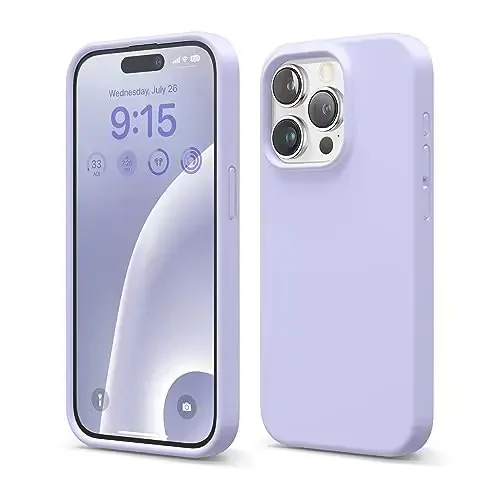 elago Compatible with iPhone 15 Pro Case, Liquid Silicone Case, Full Body Protective Cover, Shockproof, Slim Phone Case, Anti-Scratch Soft Microfiber Lining, 6.1 inch (Purple) 