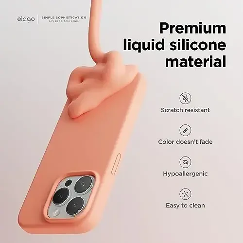 elago Compatible with iPhone 15 Pro Case, Liquid Silicone Case, Full Body Protective Cover, Shockproof, Slim Phone Case, Anti-Scratch Soft Microfiber Lining, 6.1 inch (Salmon) - 3